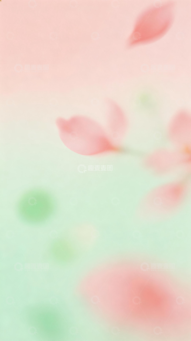 高清大图下载【趣麦麦图】粉绿花瓣飘落梦幻背景