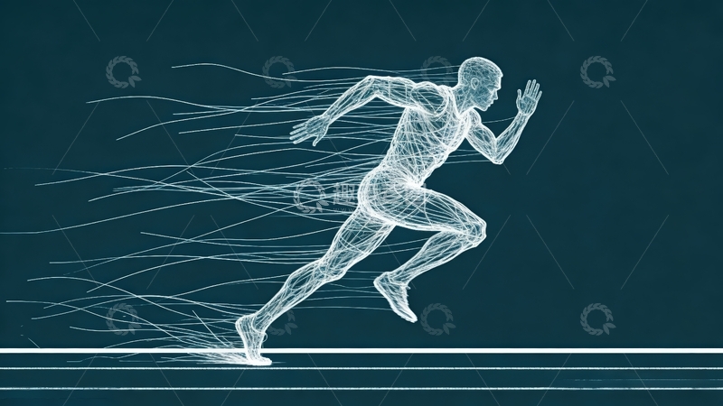 高清大图下载【趣麦麦图】超现实艺术线条画-短跑