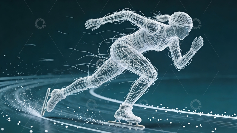 高清大图下载【趣麦麦图】超现实艺术线条画-短道速滑