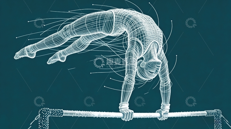 高清大图下载【趣麦麦图】超现实艺术线条画-单杠