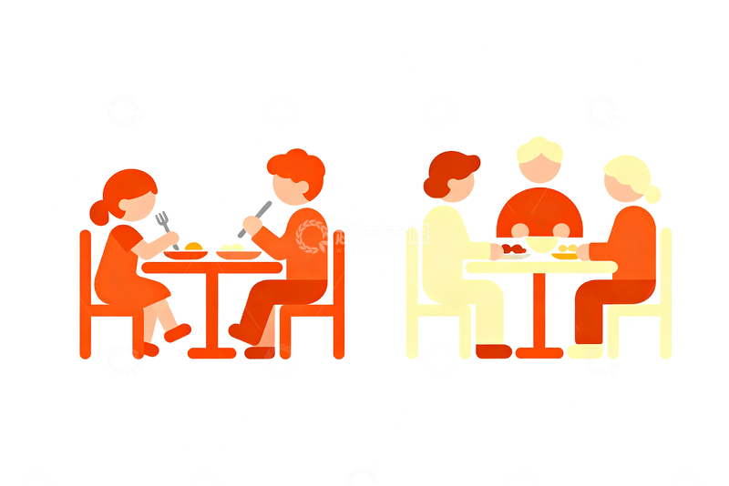 源文件下载【趣麦麦图】亲子餐与多人聚餐图标