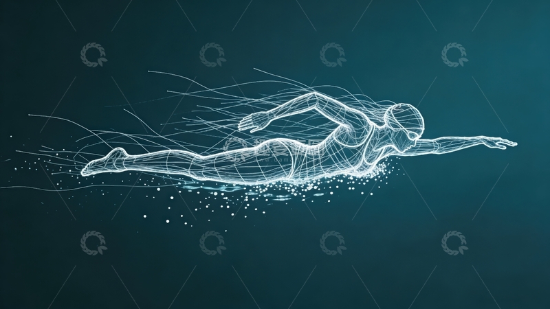 高清大图下载【趣麦麦图】超现实线条画-体育系列-游泳1