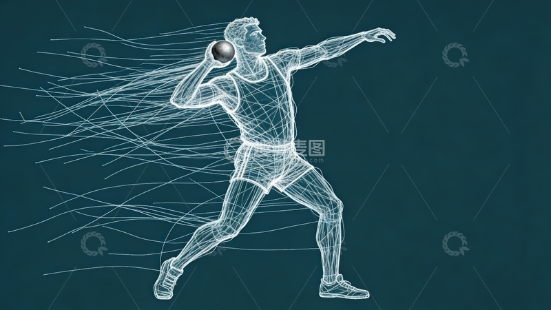 高清大图下载【趣麦麦图】超现实线条画-体育系列-铅球