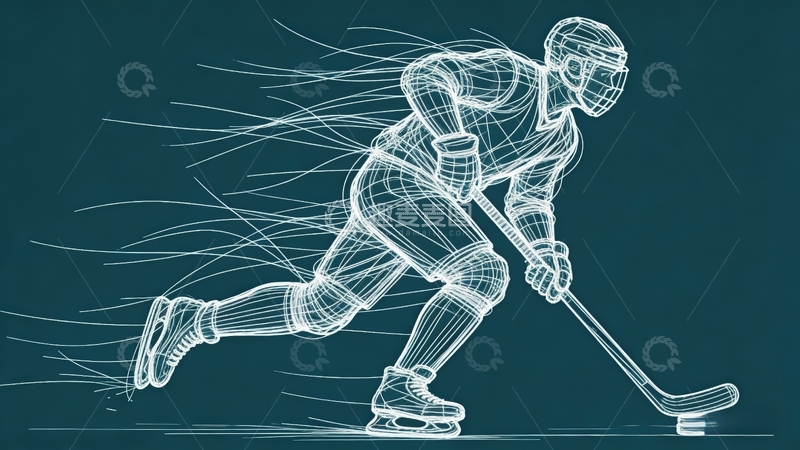 高清大图下载【趣麦麦图】超现实线条画-体育系列-曲棍球