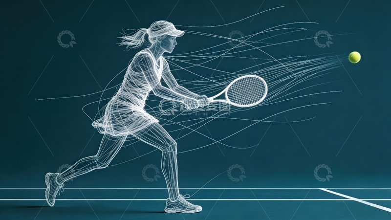 高清大图下载【趣麦麦图】超现实线条画-体育系列-网球