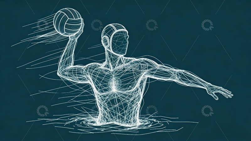 高清大图下载【趣麦麦图】超现实线条画-体育系列-水球