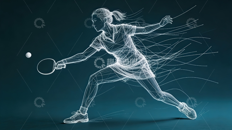 高清大图下载【趣麦麦图】超现实线条画-体育系列-乒乓球