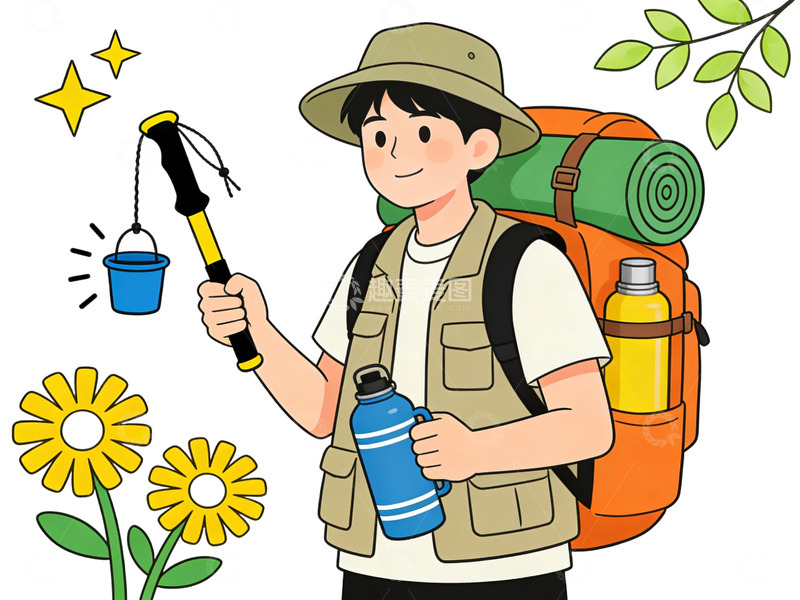 高清大图下载【趣麦麦图】卡通户外探险插画人物免扣素材