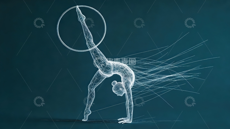 高清大图下载【趣麦麦图】超现实线条画-体育系列-艺术体操