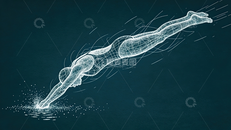 高清大图下载【趣麦麦图】超现实线条画-体育系列-跳水3