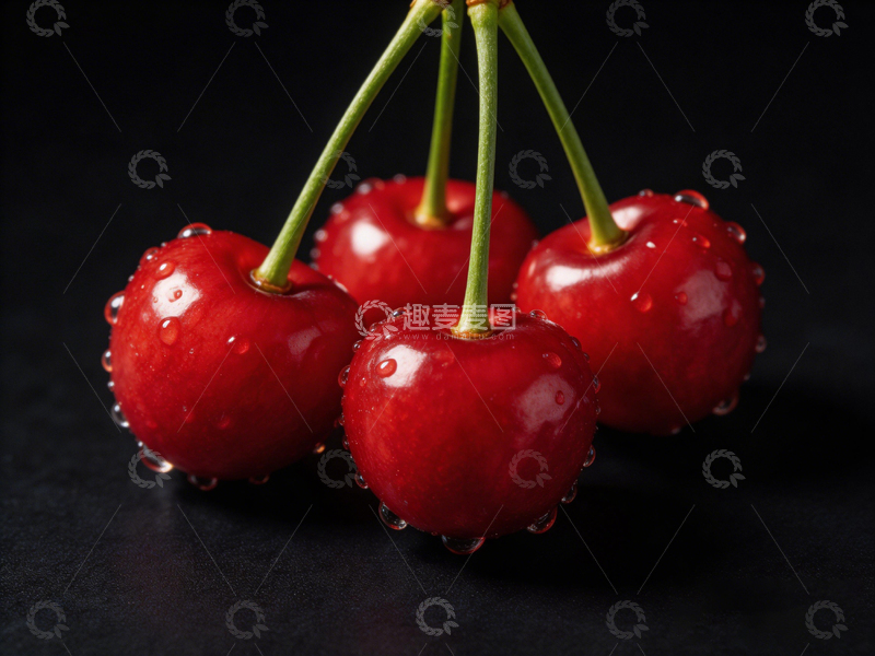 高清大图下载【趣麦麦图】黑色背景樱桃特写摄影