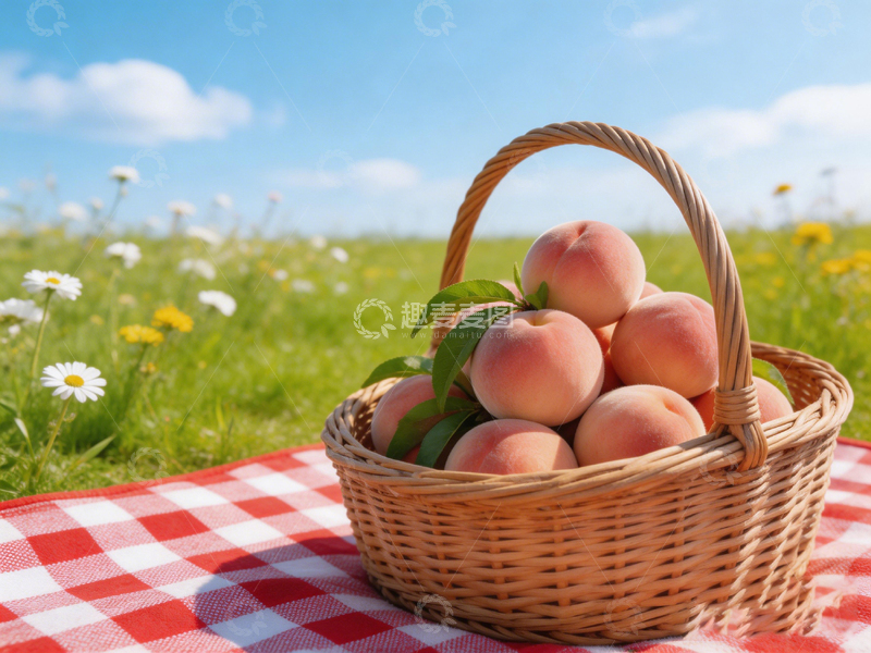 高清大图下载【趣麦麦图】田园风光桃子野餐美食摄影