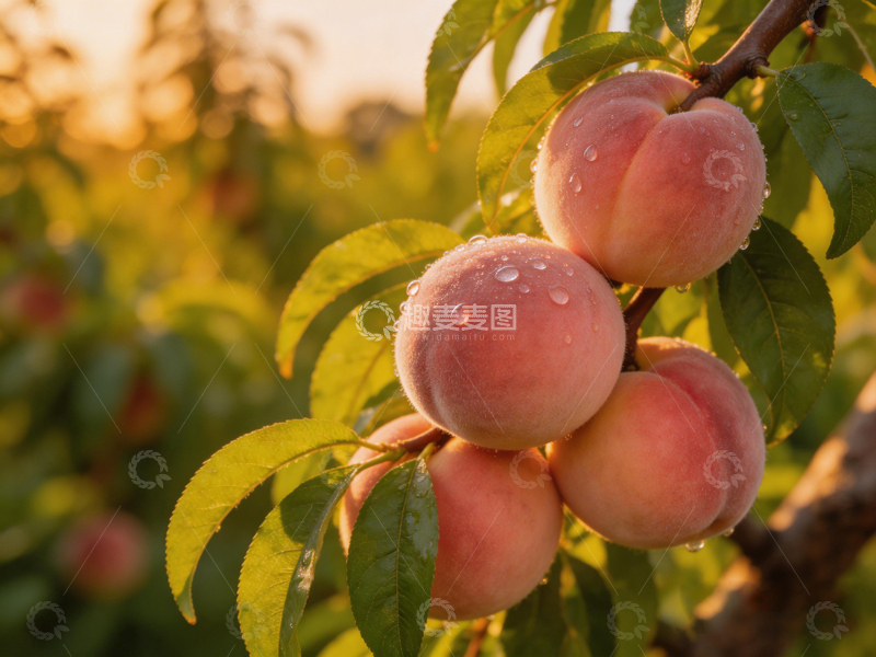 高清大图下载【趣麦麦图】田园风光桃子熟透特写摄影图片
