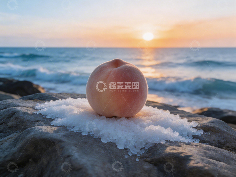 高清大图下载【趣麦麦图】海边冰桃日落美景