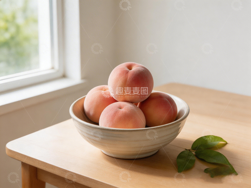 高清大图下载【趣麦麦图】简约窗台桃子静物摄影