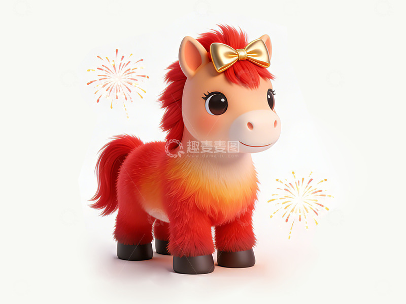 高清大图下载【趣麦麦图】卡通小马喜庆形象设计
