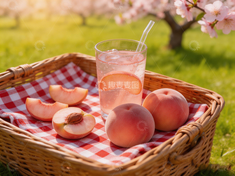 高清大图下载【趣麦麦图】春日野餐篮水果饮料