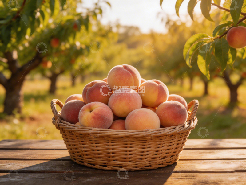 高清大图下载【趣麦麦图】田园风桃子丰收篮景