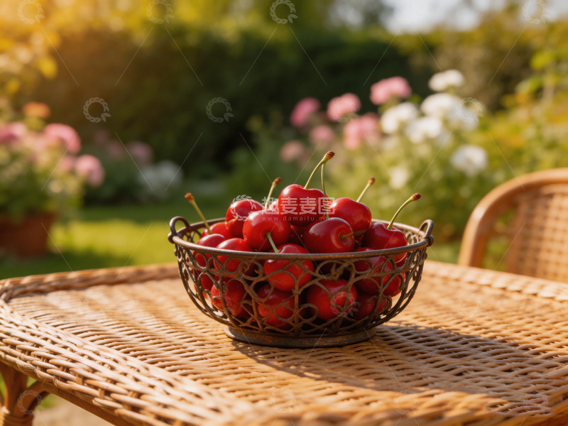 高清大图下载【趣麦麦图】夏日花园樱桃果盘风光