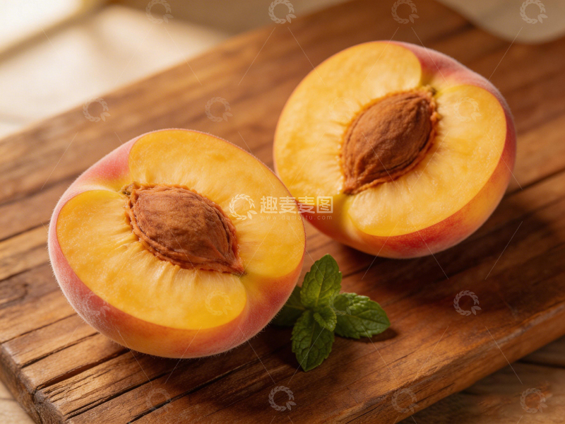 高清大图下载【趣麦麦图】新鲜黄桃切片静物摄影