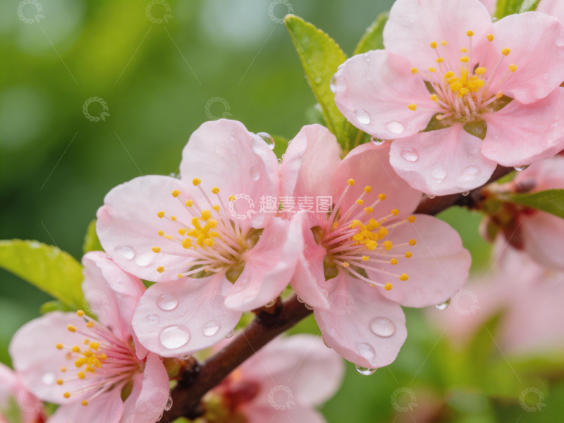 高清大图下载【趣麦麦图】春日桃花粉嫩绽放特写