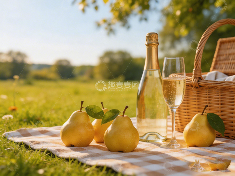 高清大图下载【趣麦麦图】野餐风光水果酒静物