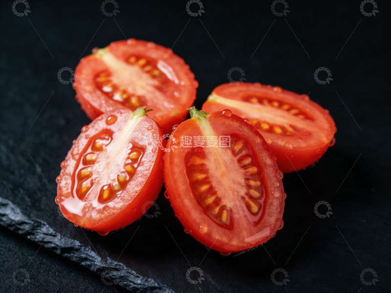 高清大图下载【趣麦麦图】新鲜西红柿切片特写