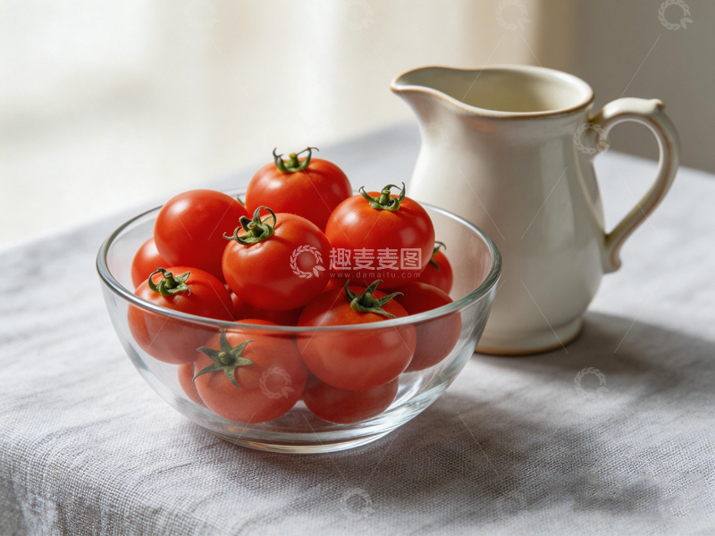 高清大图下载【趣麦麦图】简约清新玻璃碗番茄静物摄影