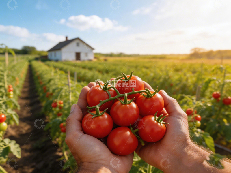 高清大图下载【趣麦麦图】田园风光双手捧番茄