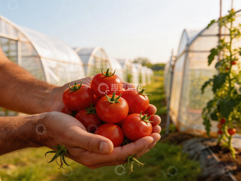 高清大图下载【趣麦麦图】田园丰收双手捧红番茄