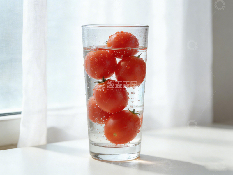 高清大图下载【趣麦麦图】清新简约西红柿玻璃杯摄影