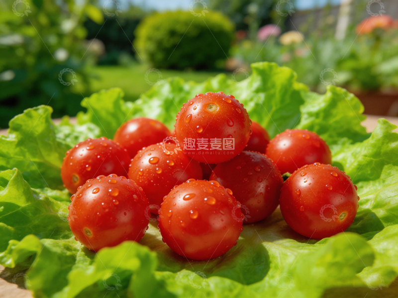 高清大图下载【趣麦麦图】新鲜生菜搭配小番茄