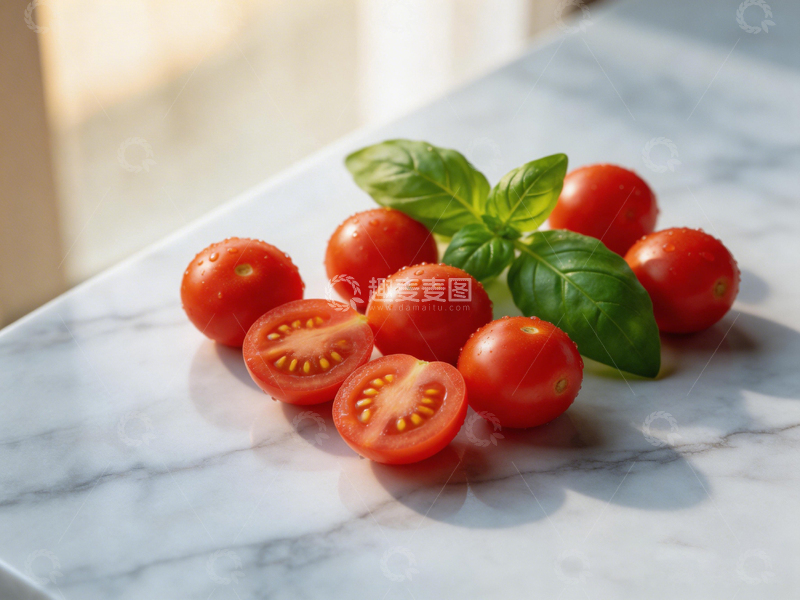 高清大图下载【趣麦麦图】清新自然番茄罗勒摆盘