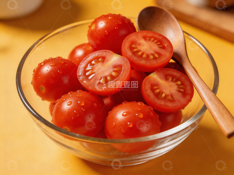 高清大图下载【趣麦麦图】清新玻璃碗小番茄静物摄影