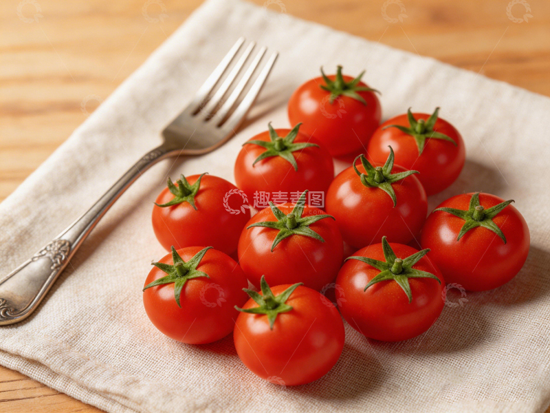 高清大图下载【趣麦麦图】新鲜小番茄餐具摆盘