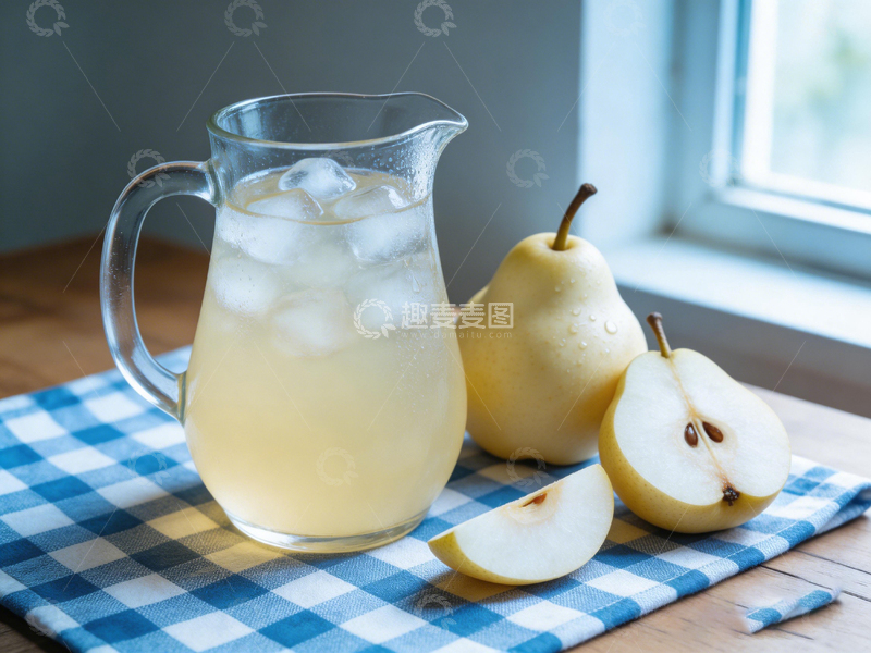 高清大图下载【趣麦麦图】清新夏日梨汁饮品