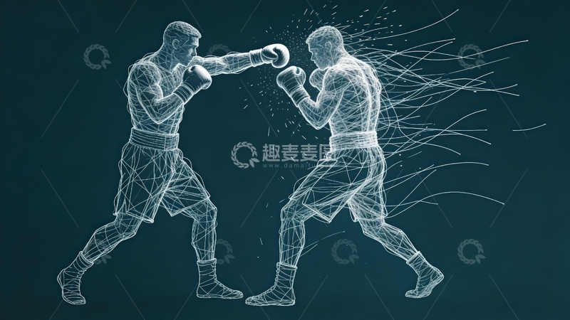 高清大图下载【趣麦麦图】超现实线条画-体育系列-拳击