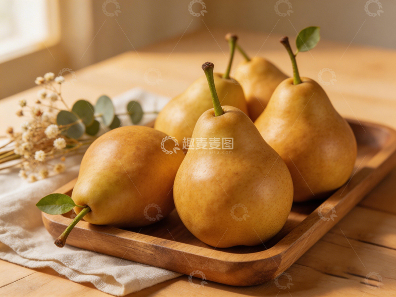 高清大图下载【趣麦麦图】木质托盘梨子静物摄影