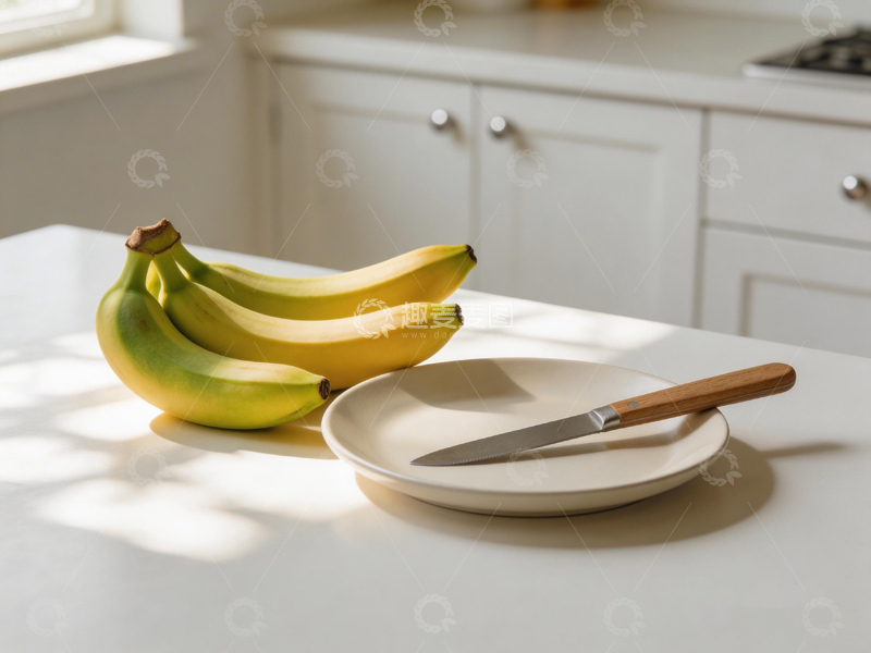 高清大图下载【趣麦麦图】简约厨房香蕉刀盘静物摄影
