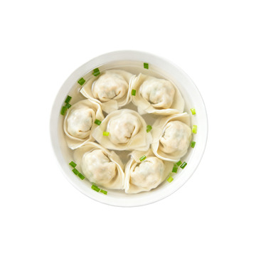 白色碗装馄饨汤美食摄影
