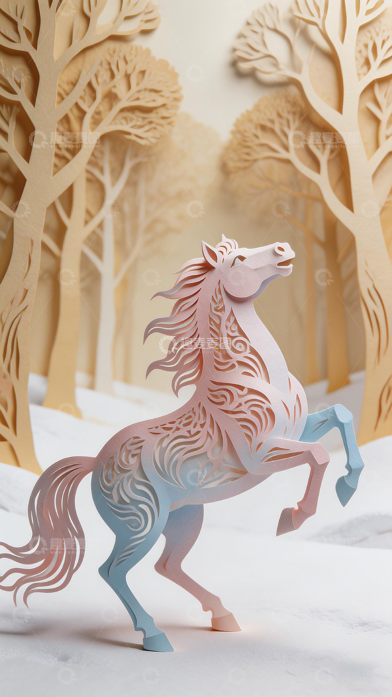 高清大图下载【趣麦麦图】纸雕艺术马森林场景