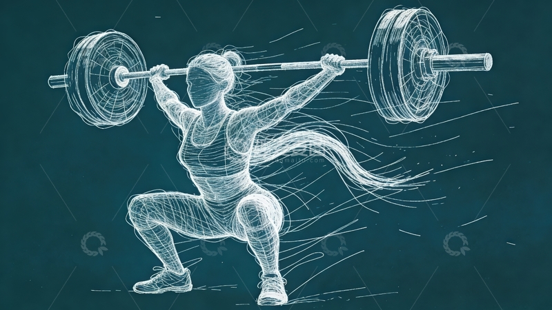 高清大图下载【趣麦麦图】超现实线条画-体育系列-举重