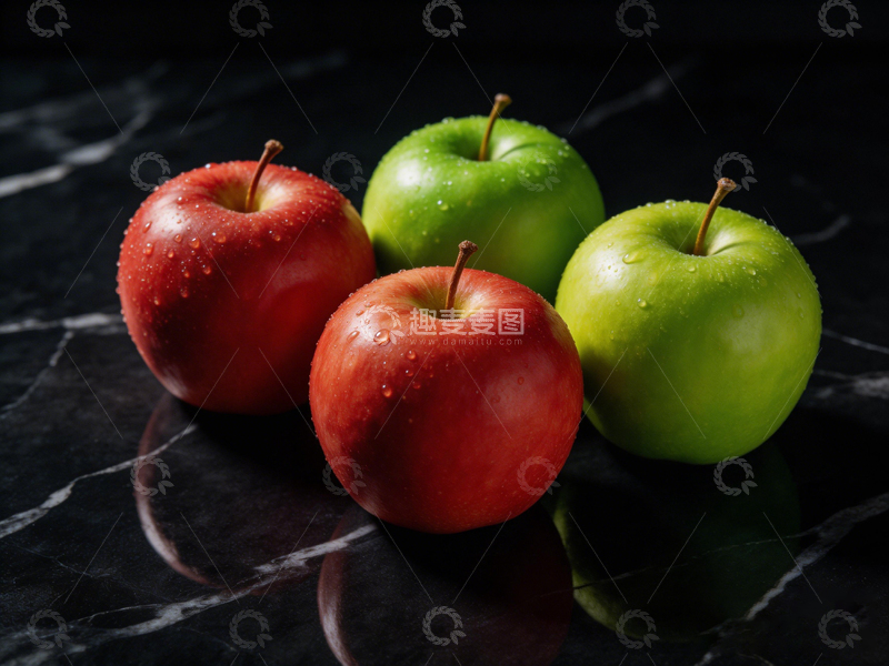 高清大图下载【趣麦麦图】黑色背景苹果静物摄影
