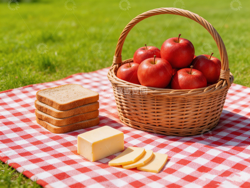 高清大图下载【趣麦麦图】野餐风格水果面包食材组合