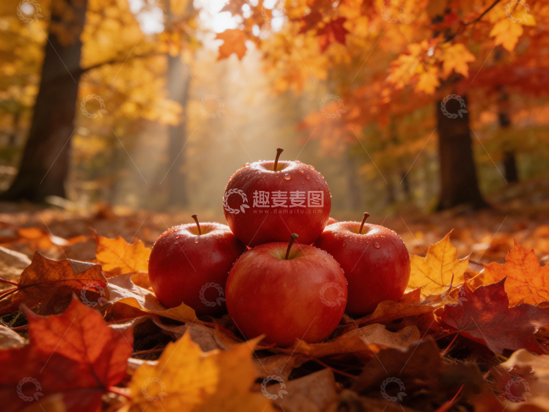 高清大图下载【趣麦麦图】秋意苹果落叶风景摄影