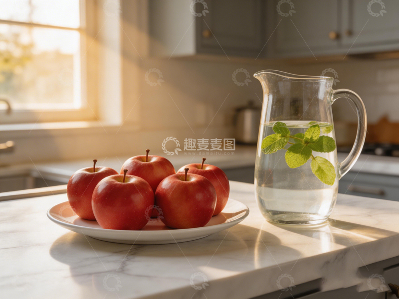 高清大图下载【趣麦麦图】清新厨房苹果水壶摄影