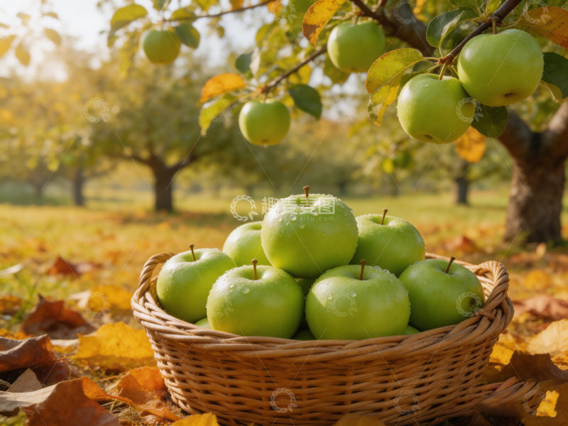高清大图下载【趣麦麦图】秋日果园绿苹果丰收