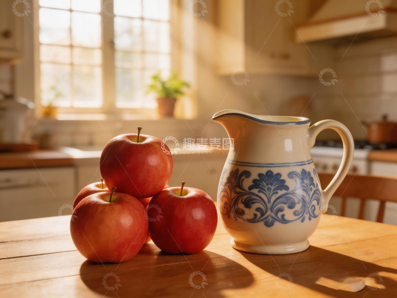 高清大图下载【趣麦麦图】温馨厨房苹果与水罐