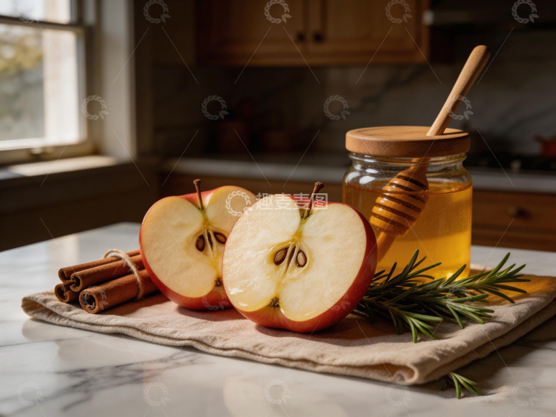 高清大图下载【趣麦麦图】厨房风情苹果蜂蜜静物摄影