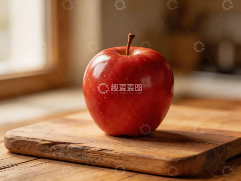 高清大图下载【趣麦麦图】木质砧板红苹果静物摄影
